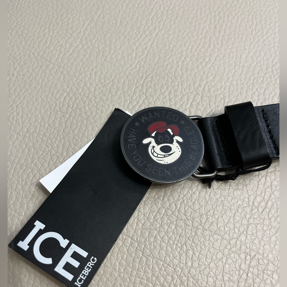 NWT -Ice Iceberg x Disney The Beagle Boys Men’s Leather Belt-Made in Italy-100cm - Picture 2 of 6
